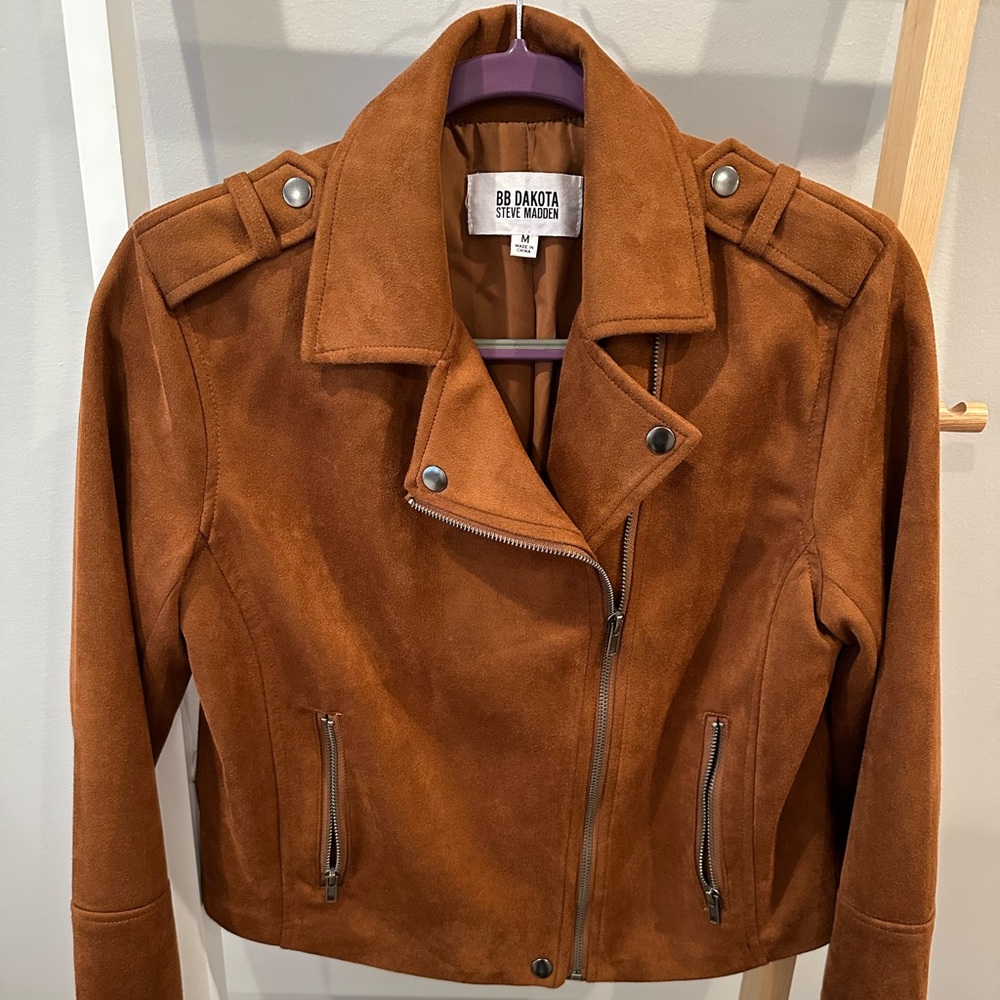 BB Dakota by Steve Madden Women's Chestnut Suede Moto Jacket